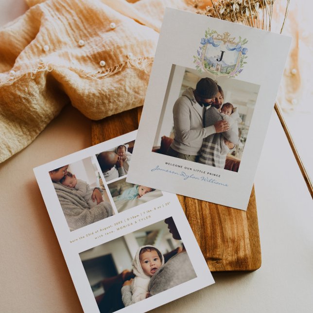 Crest Royal | Élégant Faire-part de naissance phot (Créateur téléchargé)