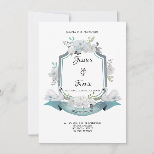 Crest Swan Faire-part de mariage (Devant)