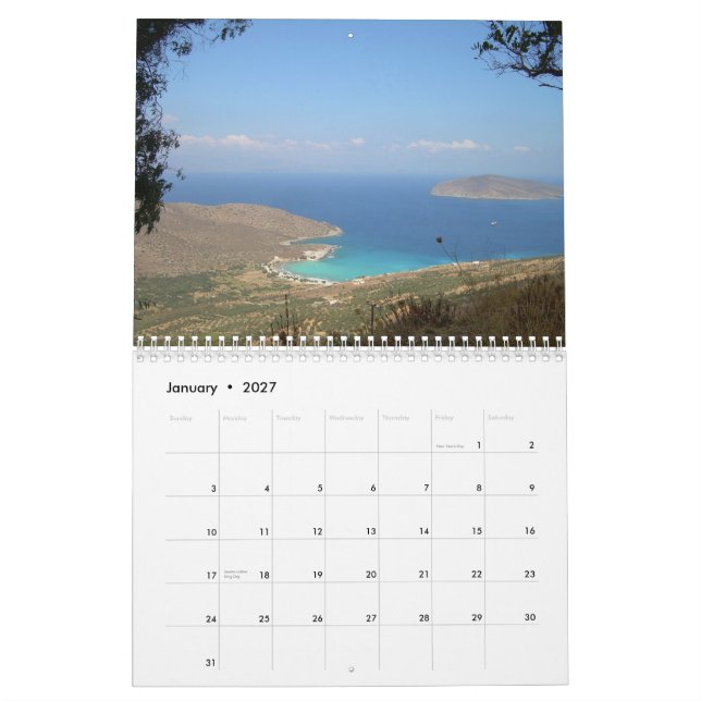 CRETE, Calendrier Mur GRÈCE (Jan 2027)