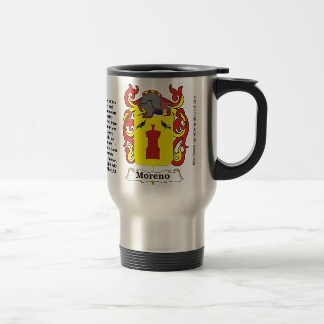 Crête de famille de Moreno sur une tasse de voyage (Droit)