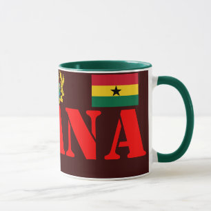 Crête du GHANA et tasse de café de drapeau