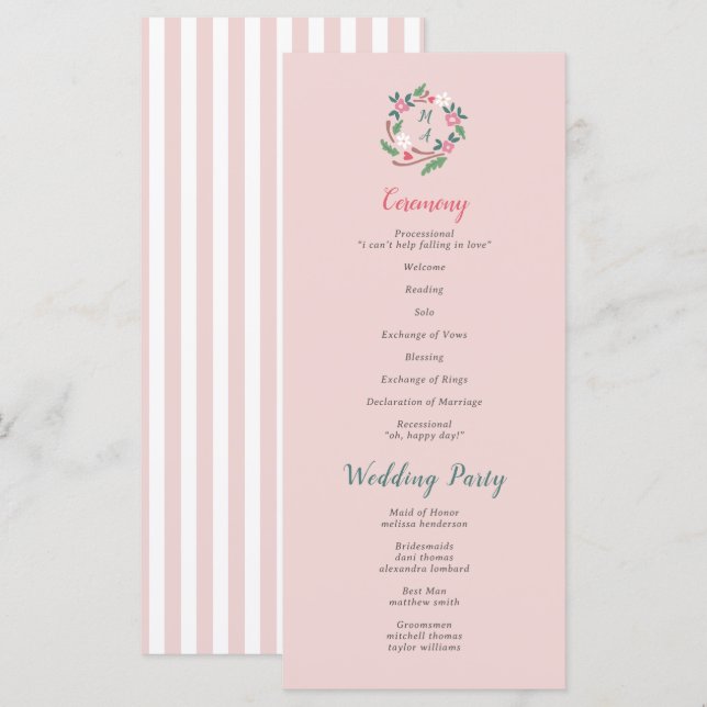 Crête florale rustique avec Monogramme (Devant / Derrière)