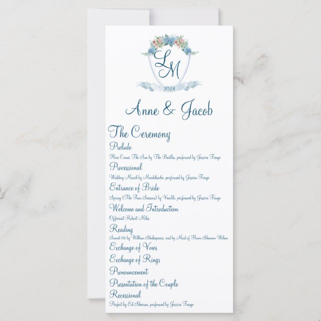 Crête Mariage personnalisée avec des hydrangées (Devant)