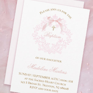 crête rose aquarelle   Invitation au baptême