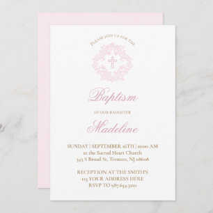 crête rose Invitation au baptême