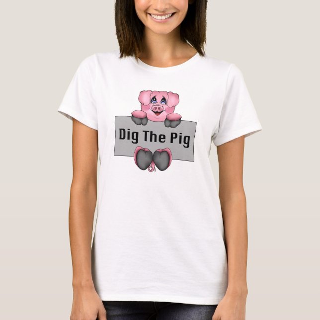Creusez le T-shirt de dames de porc (Devant)