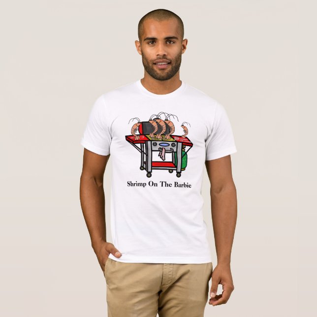 Crevettes sur le ou Grill T-shirt drôle (Devant entier)
