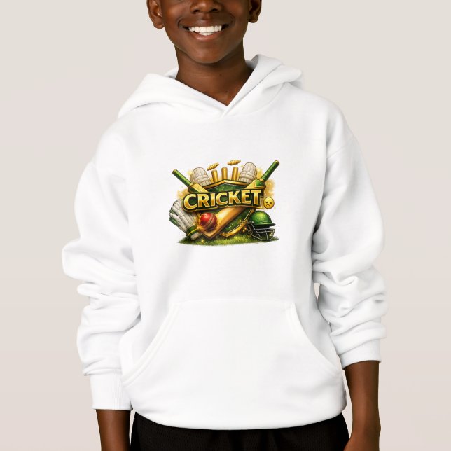 Cricket Gold Emblème Sport Enfants Pullover H (Devant)
