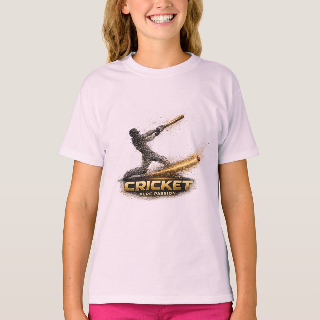 Cricket Pure Passion Gold Motion Girls’ T-Shirt (Devant)