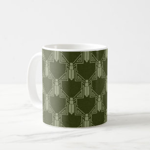 Crickets Art Déco - Mug de café vert Olive foncé