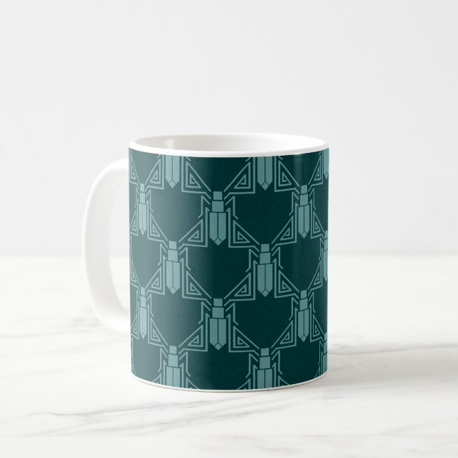 Crickets Art Déco - Pic Noir Mug Café Bleu (Devant gauche)