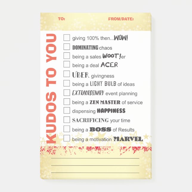 Crient la récompense de post-it de reconnaissance (Devant)