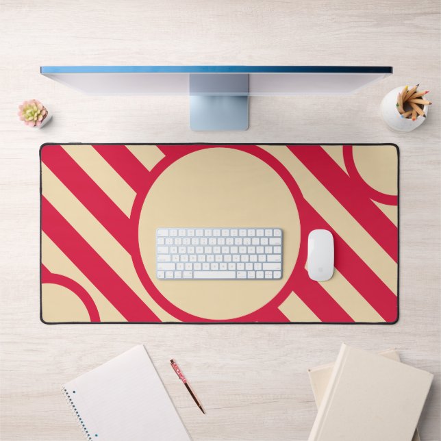 Crimson & Beige Diagonal Circle Mat – Customizable (Bureau 1)