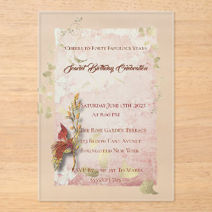 Crimson chuchote 40e anniversaire Invitation acryl