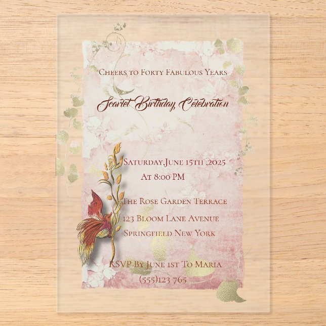 Crimson chuchote 40e anniversaire Invitation acryl (Recto)