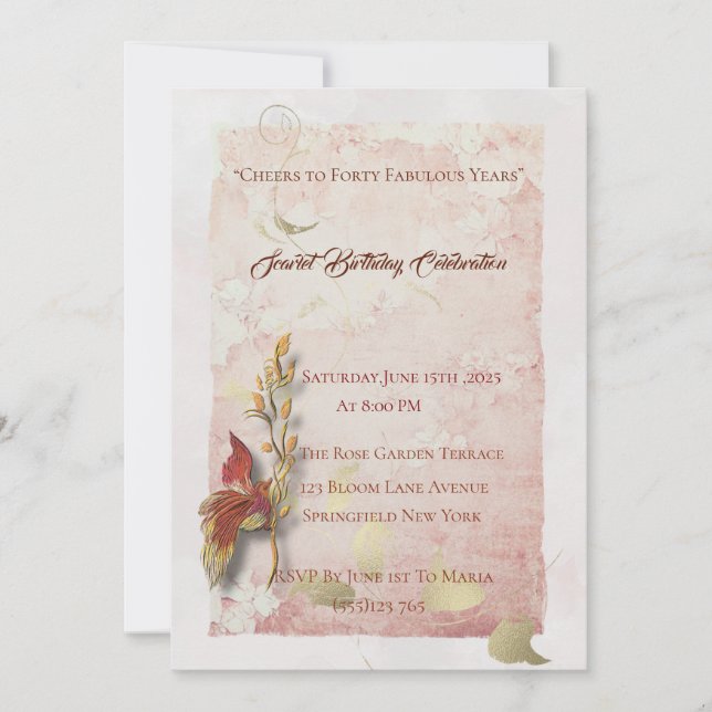 Crimson chuchote 40ème anniversaire invitation (Devant)