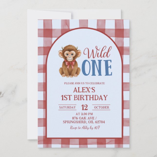 Crimson Heifer Bull First Birthday Invitation (Devant)
