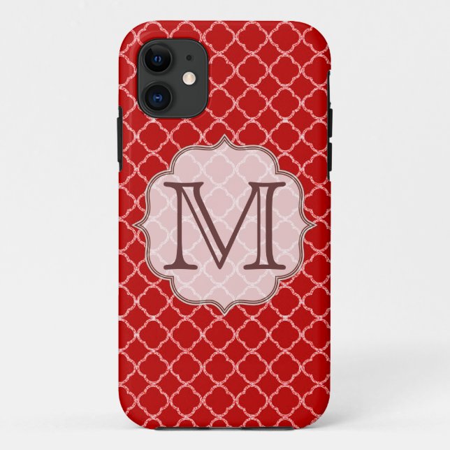 Crimson Red Quarterfoil Monogram IPHONE 5 Coque (Dos)