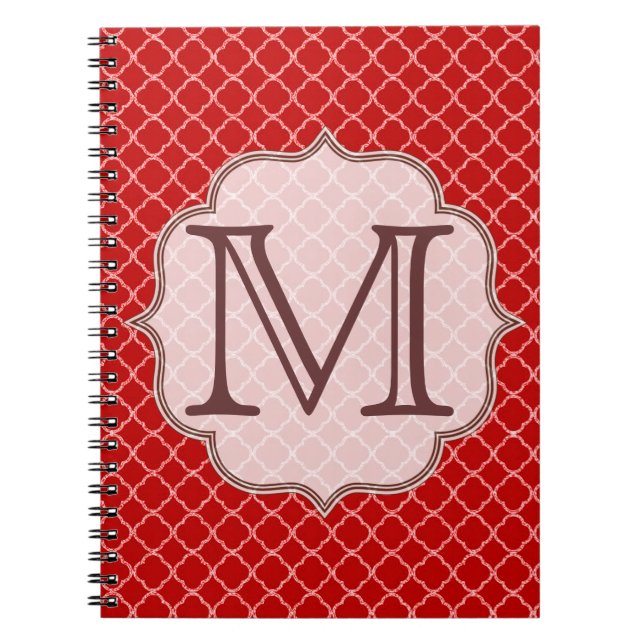Crimson Red Quaterfoil Latti Monogramme Note Livre (Devant)