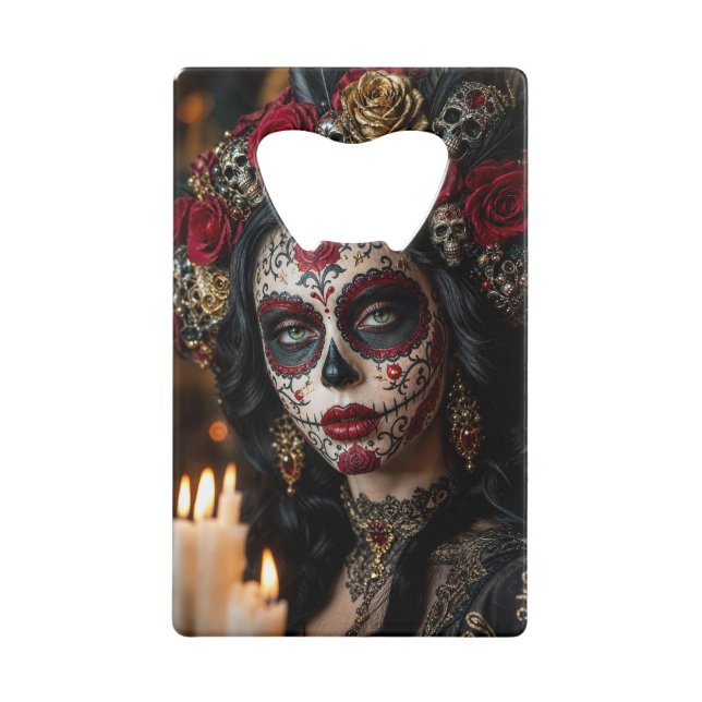 Crimson Rose Calavera – Jour des Morts élégant  (Devant)