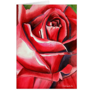 Crimson Rose rouge original aquarelle peinture