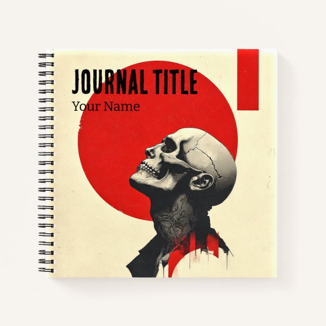 Crimson Sun Skull Journal — Custom Name & Title (Devant)