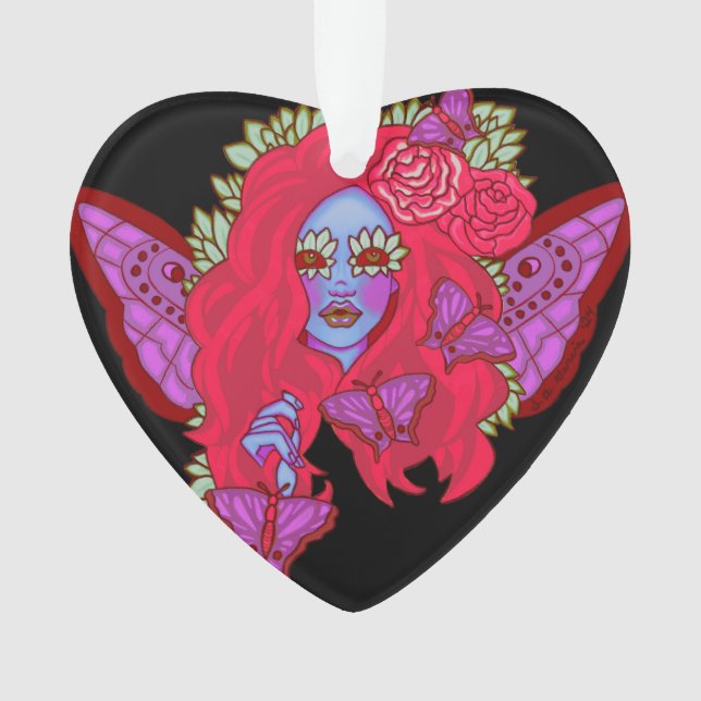 Crimson Violet Butterfly Fairy Ornament (devant)