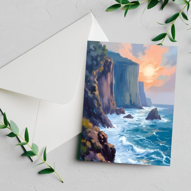 Crique Côte Cliffs | Carte Aquarelle de l'Océan Cô (Créateur téléchargé)