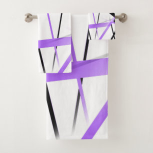 Criss Crossed Lilac and Black Stripes on White
