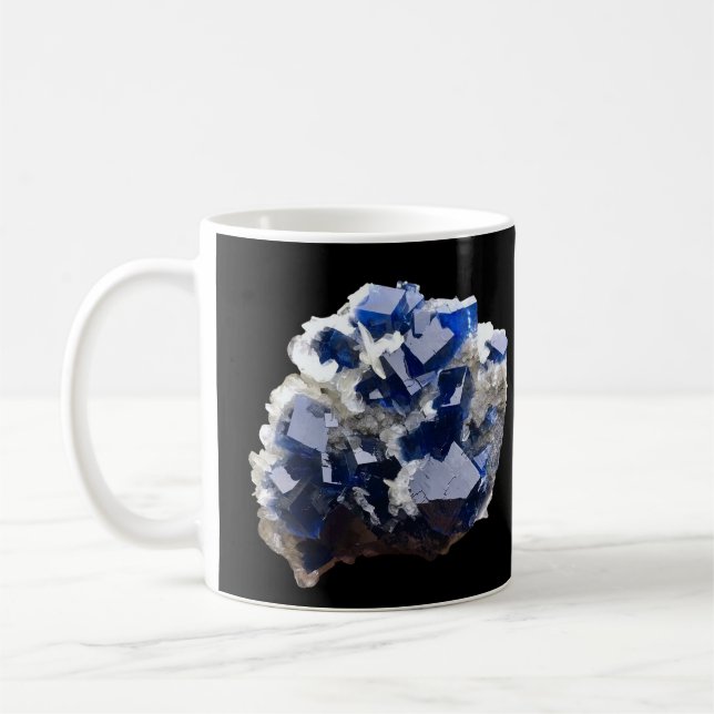Cristal Fluorite Bleu Profond & Flake Calcite Mug (Gauche)