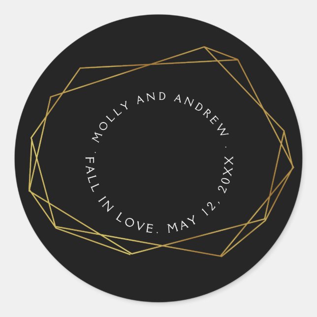 cristal géométrique noir STICKER partie/or mariage (Devant)