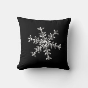 Cristal Snowflake Coussin de vacances en noir