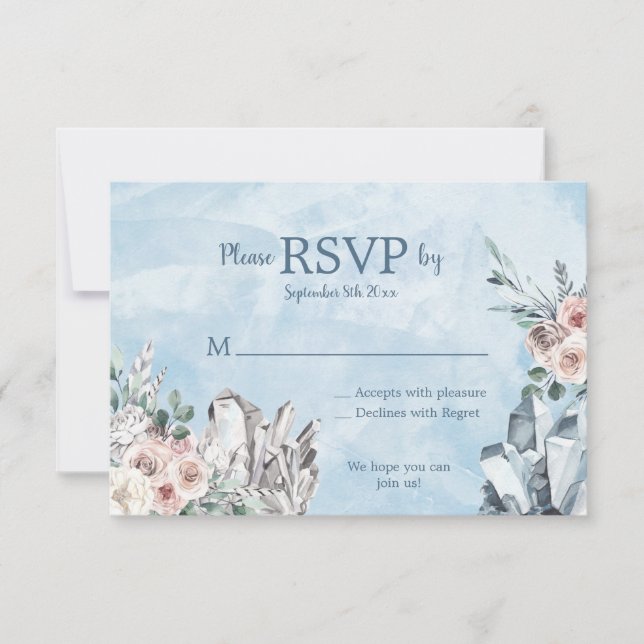 Cristaux bleues et RSVP floral (Devant)