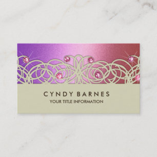 Cristaux roses et Carte de visite dentelle