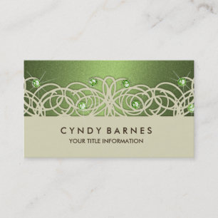 Cristaux vertes et Carte de visite dentelle
