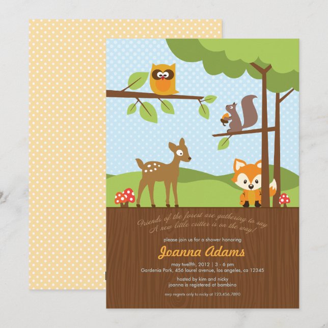 Critère de bois Invitation Baby shower (Devant / Derrière)