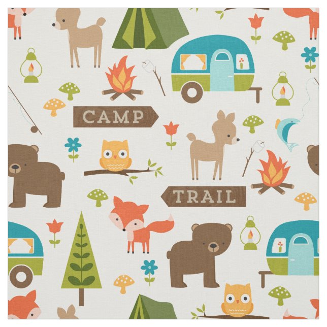 Critère de camp mignon Animaux de bois Tissu (Échantillon)