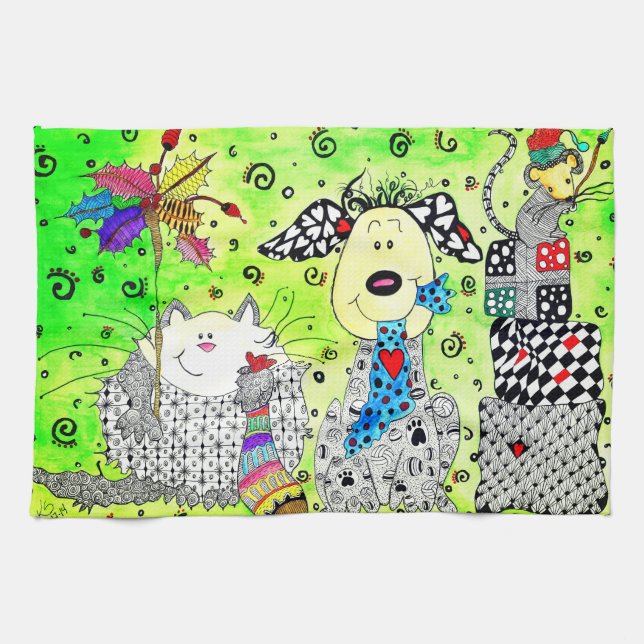 Critère de Noël festif mignon Serviette de cuisine (Horizontal)