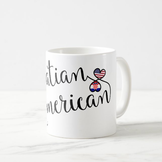 Croate Américain Enmêlé Coeurs Mug (Devant droit)