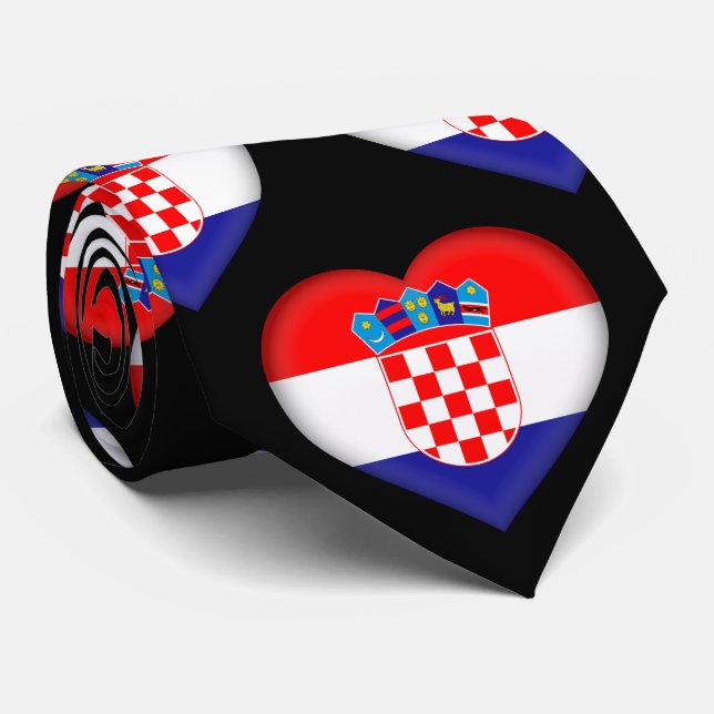 Croatie Drapeau Couleurs Coeur Motif Cravate (Roulé)