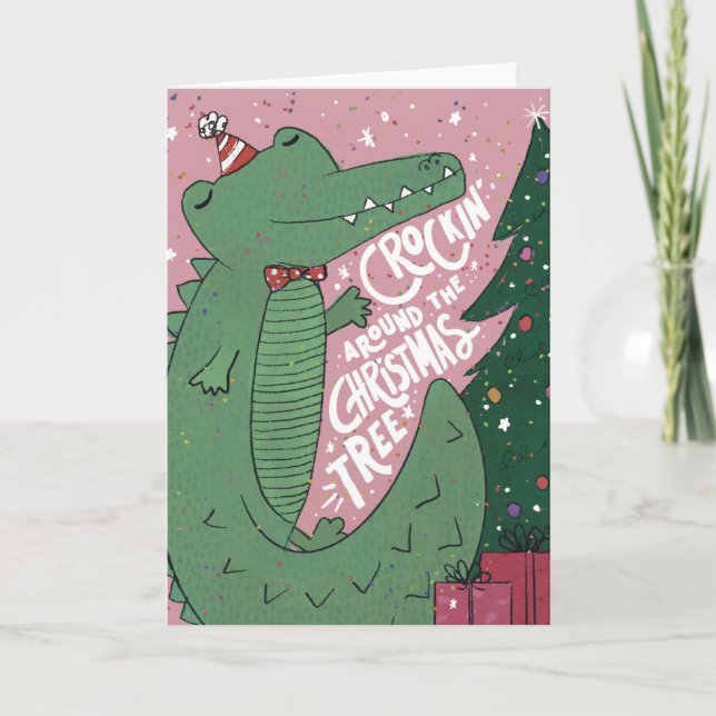 Croc-kin' autour de la carte de voeux de Noël Tree (Devant)
