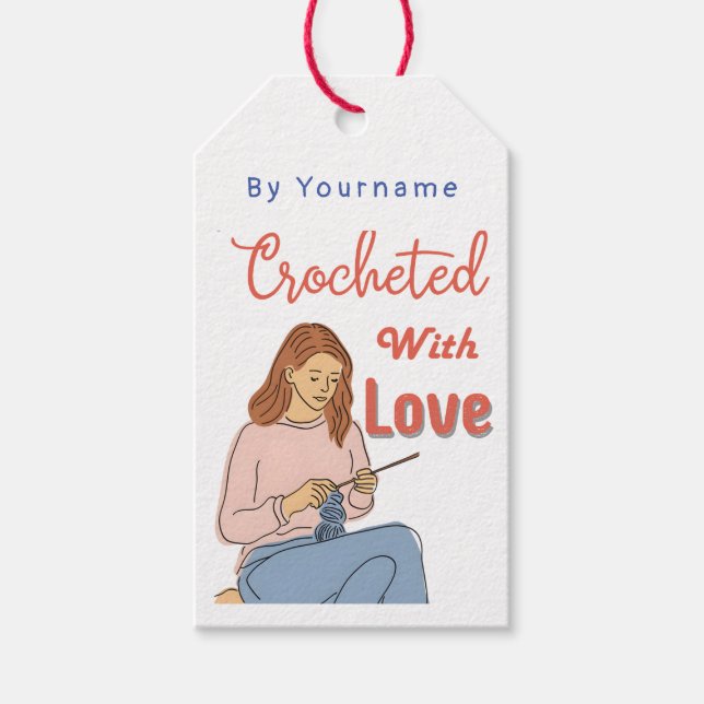 Crochet avec amour Étiquette de cadeau fait-main a (Devant)