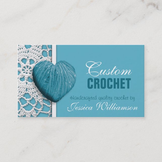 Crochet - cartes de visite en forme de coeur de (Devant)