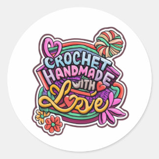 crochet fait à la main avec autocollant d'amour