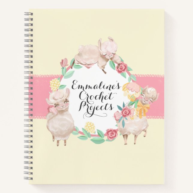 Crochet Projets Carnet avec de mignons lamas (Devant)