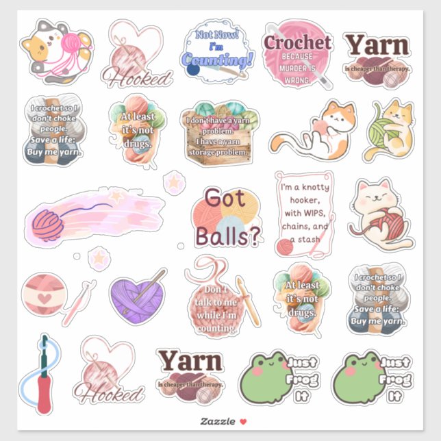 Crochet Sticker Assortment (Feuille)