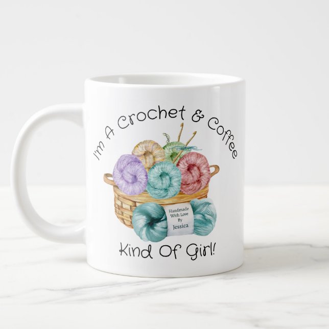 Crochet Type De Fille Personnalisé Géant Café Mug (Gauche)