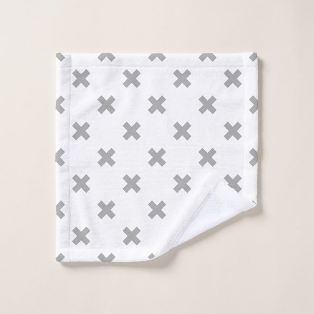 Crochets gris sur blanc (Gant de toilette)