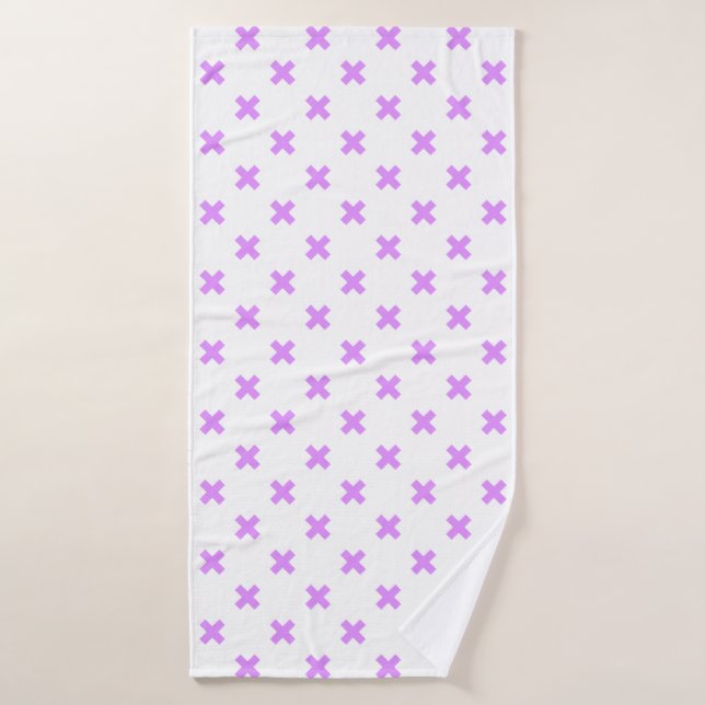 Crochets Lilac sur blanc (Serviette de bain)
