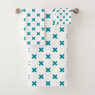 Crochets turquoises sur blanc